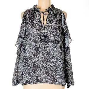 NWT* Parker ruffled cold shoulder long sleeve blouse ( Size Medium)